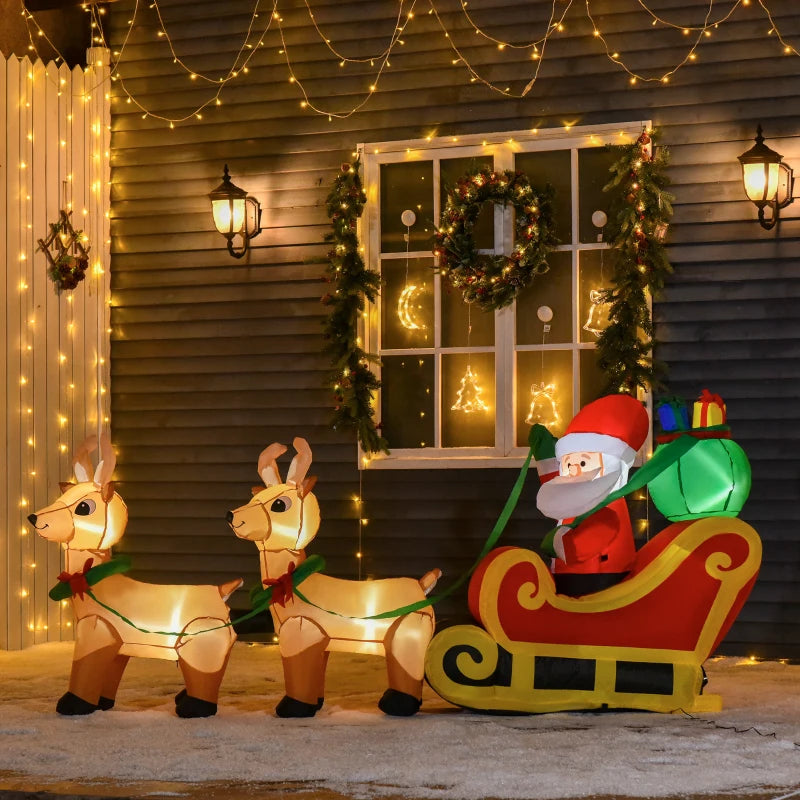 Babbo Natale Gonfiabile con Slitta e 2 Renne