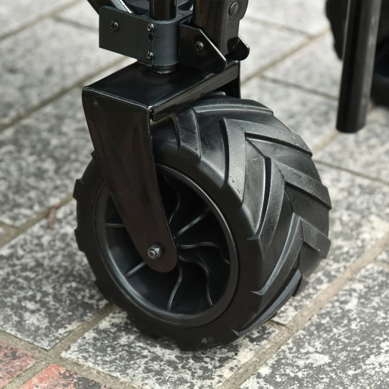 Carrello Pieghevole da Giardino con Manico Telescopico e Ruote Girevoli a 360°