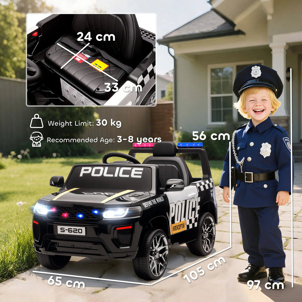 Auto Elettrica della Polizia 12V per Bambini con Telecomando, Sirena, Luci LED e Doppio Motore