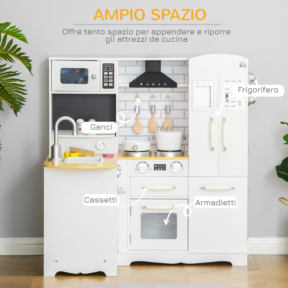 Cucina Giocattolo in Legno per Bambini con 14 Accessori