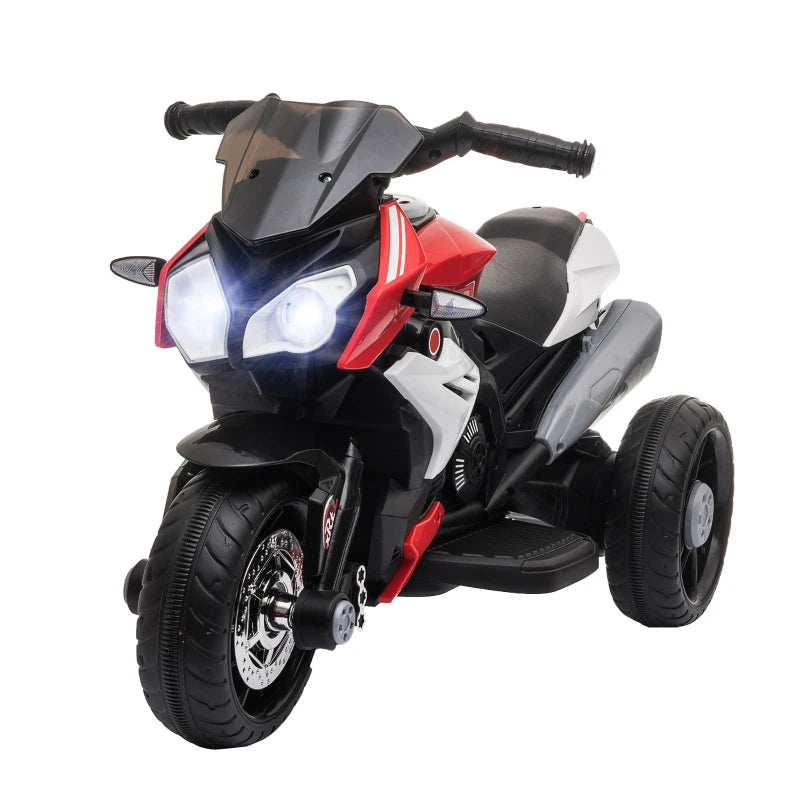 Moto Elettrica per Bambini 3-5 Anni con Fari, Musica e Batteria Rossa