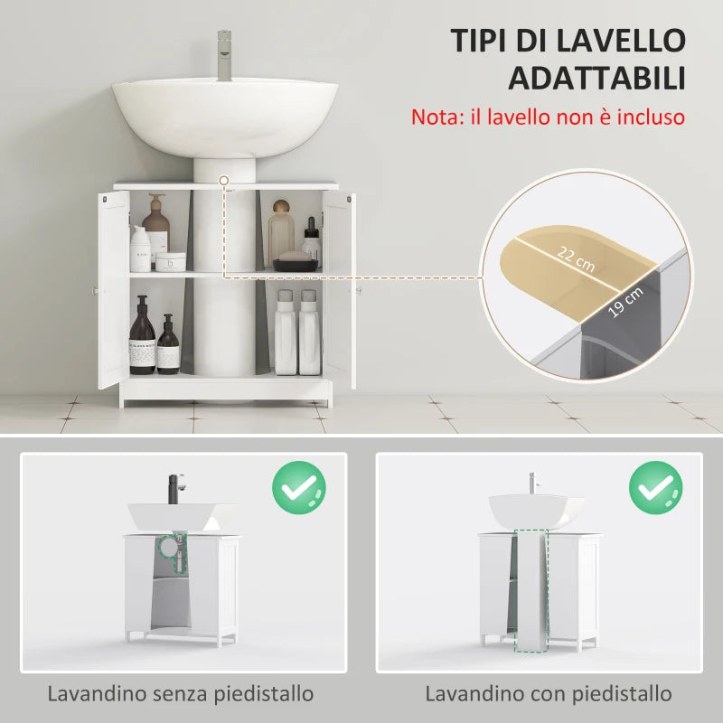 Mobile Sottolavabo Bianco con 2 Ante 60x30x60 cm