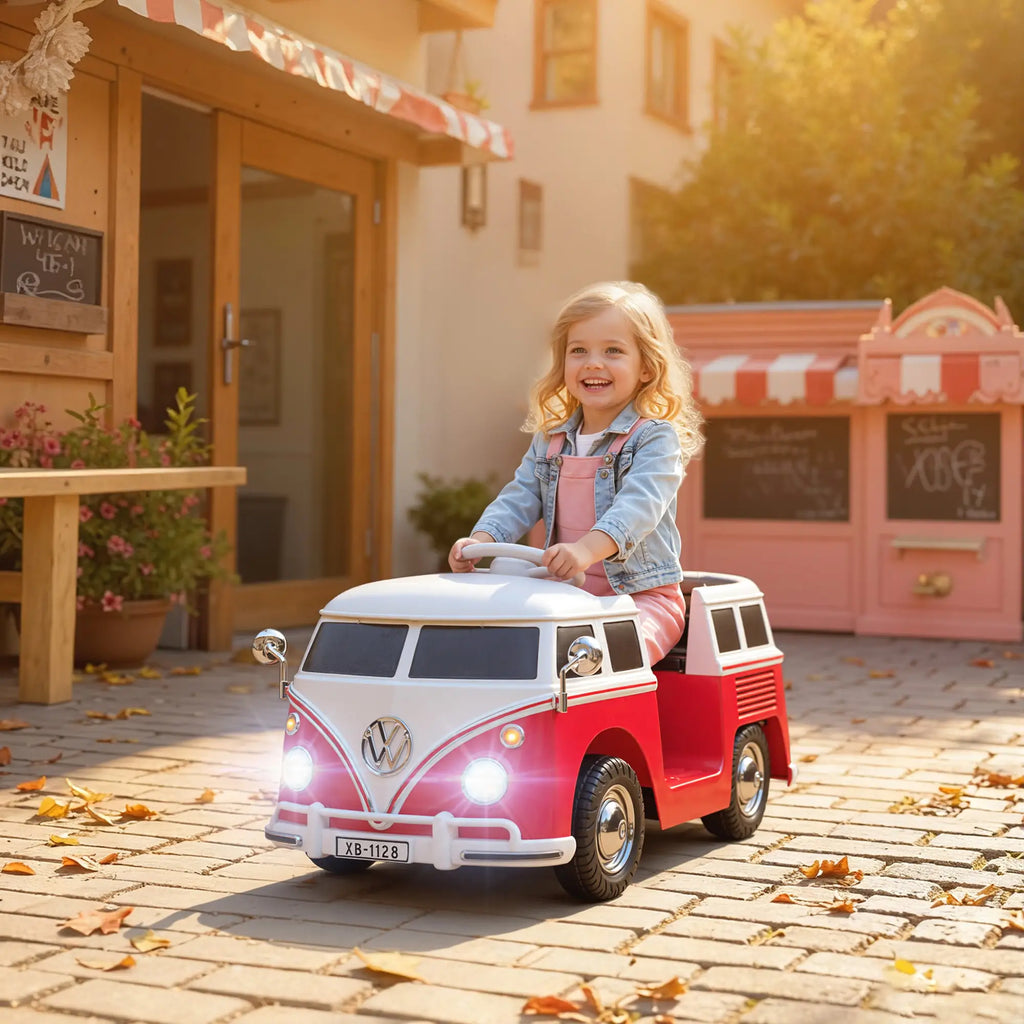 Auto Elettrica Volkswagen T1 per Bambini 6V con Telecomando, Luci LED e Musica