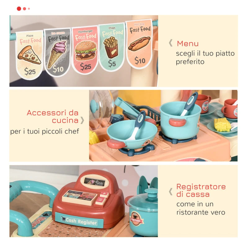 Cucina Giocattolo per Bambini 3-6 Anni con 50 Accessori