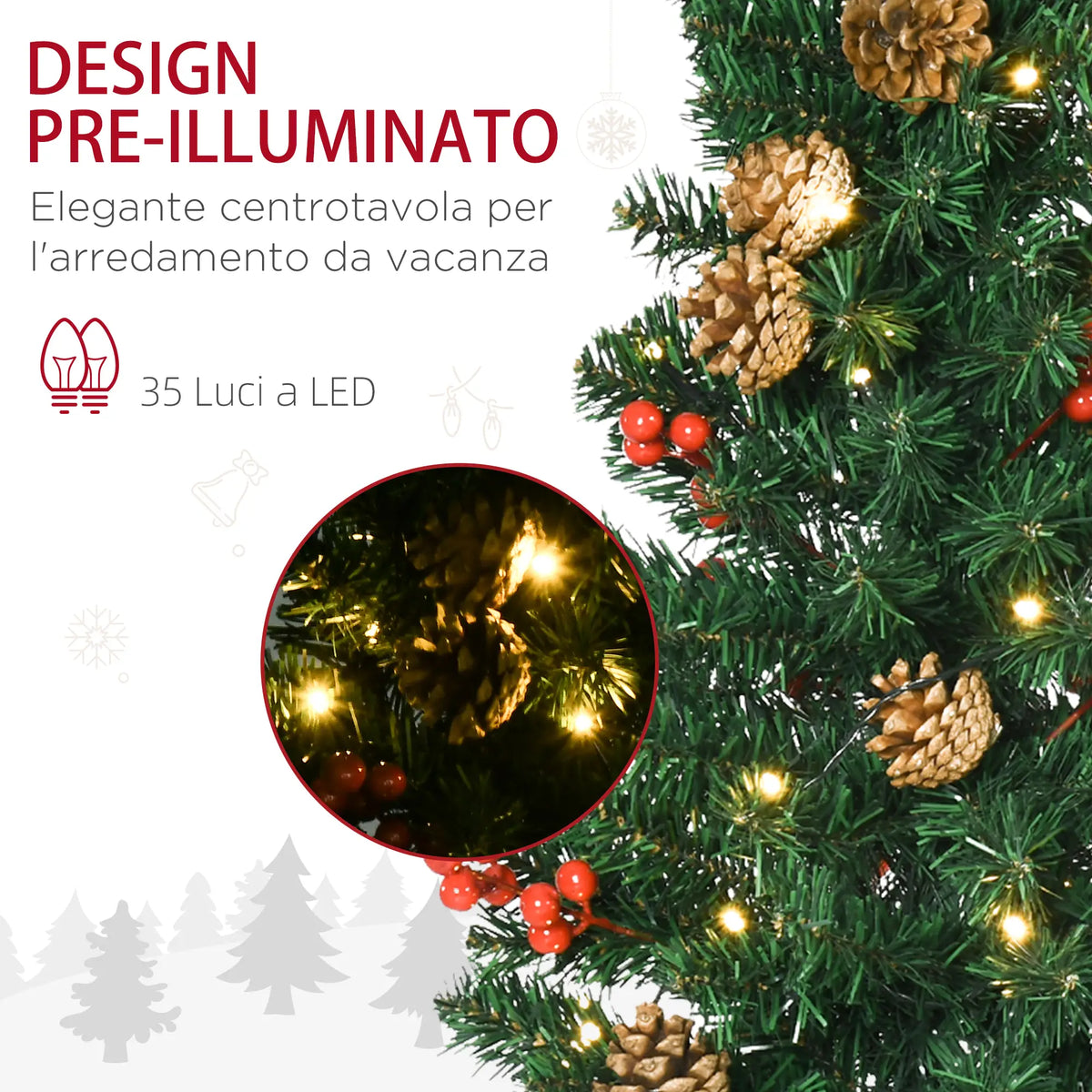 Set Decorazioni Natalizie 4 Pezzi con Alberelli e Ghirlande