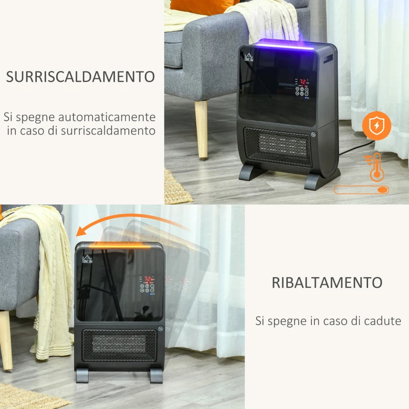 Stufa Elettrica 2 in 1 con Umidificatore e Luce LED