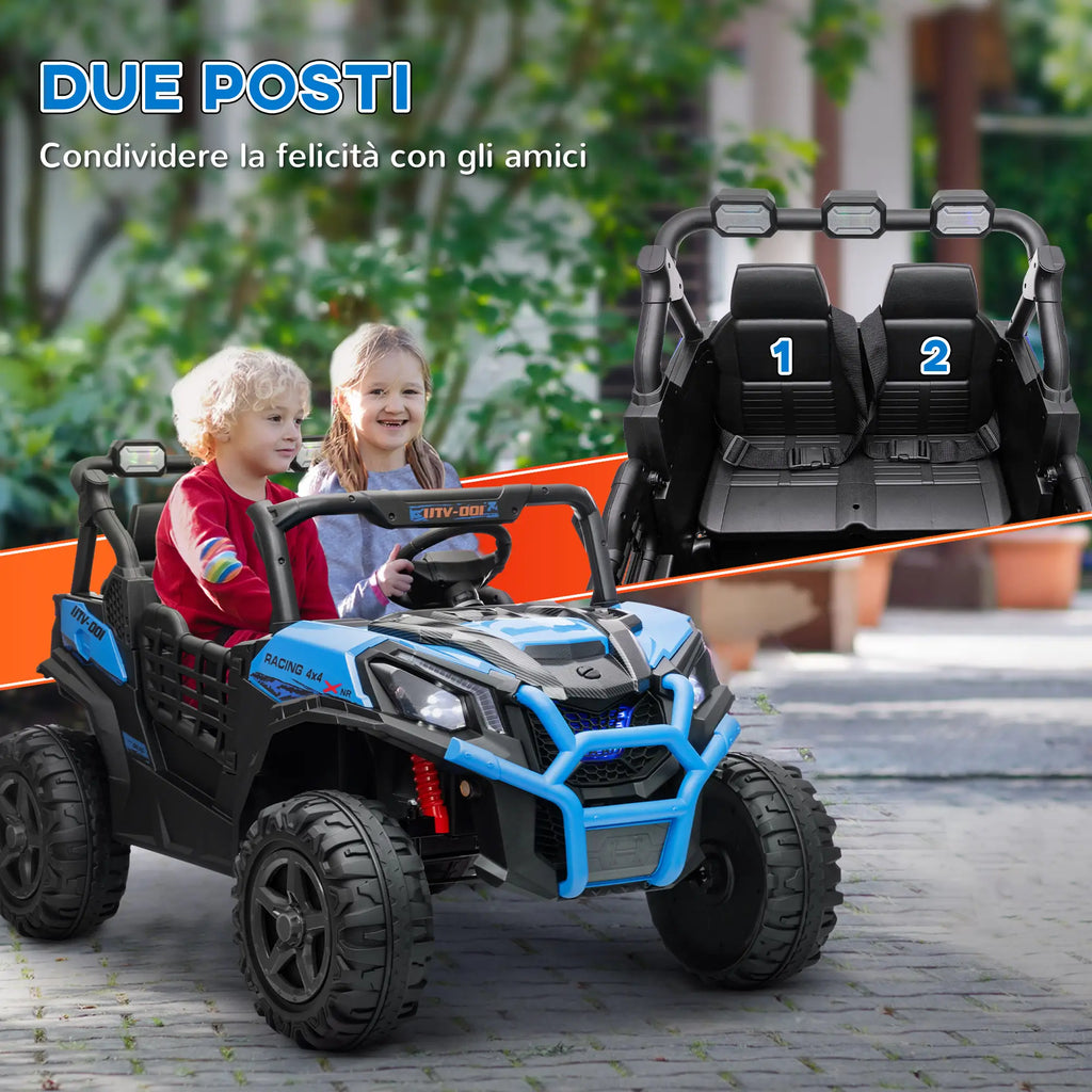Auto Elettrica 24V Due Posti per Bambini con Telecomando, Doppio Motore, Sospensioni e Luci LED