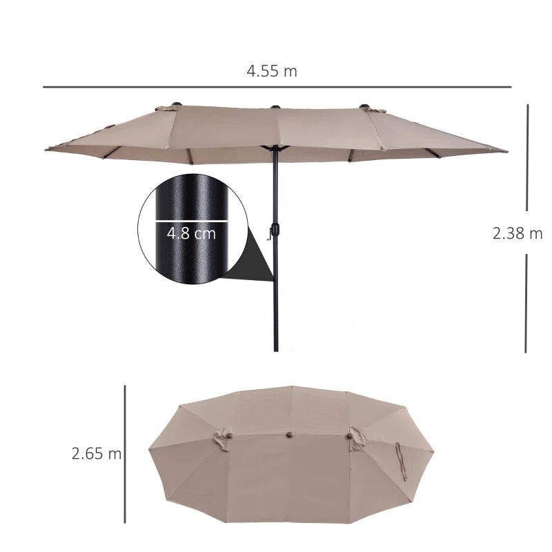 Ombrellone Doppio da Giardino 460×270 cm con Apertura a Manovella, Base a Croce e Protezione Solare