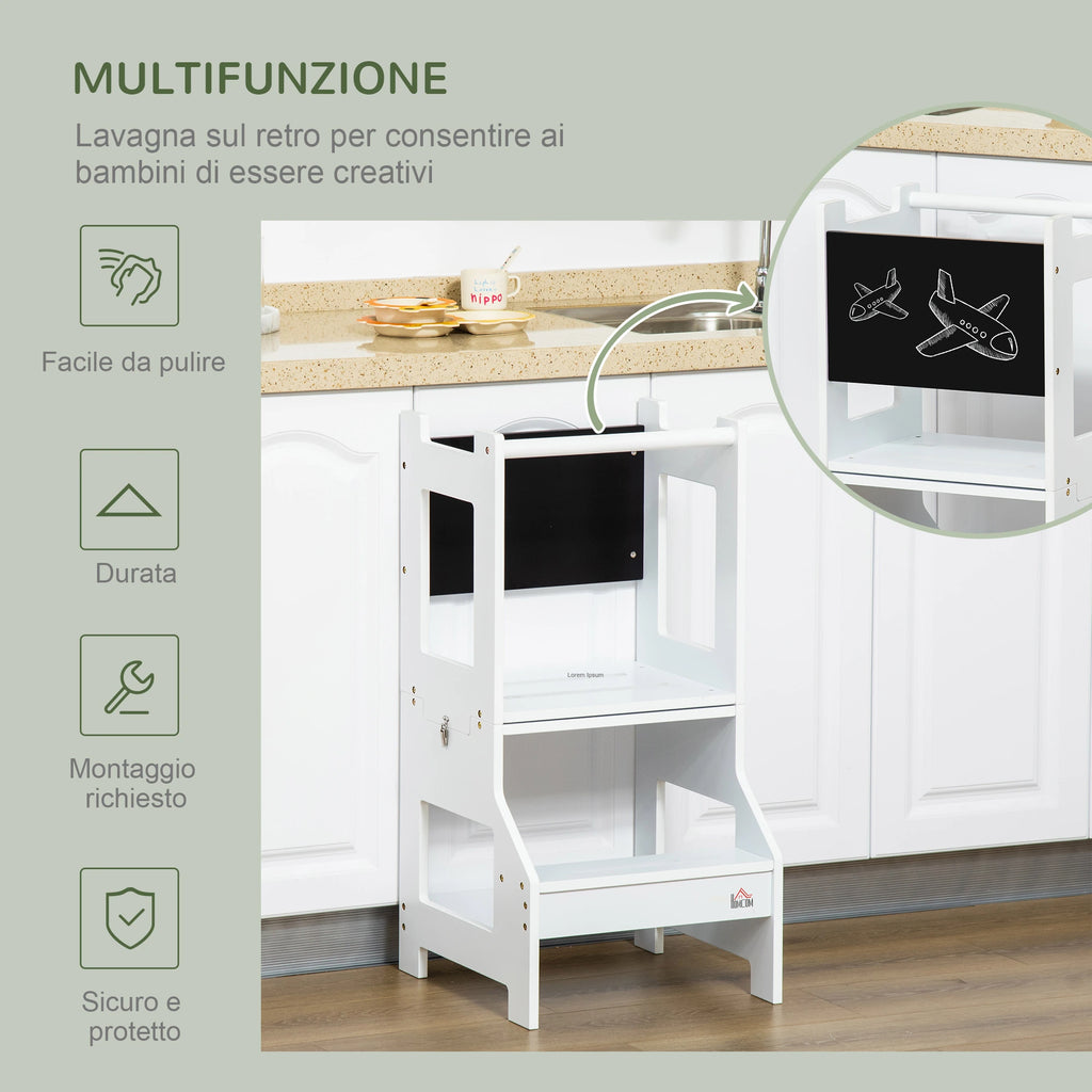 Scala Montessori 2 in 1 con Sgabello e Lavagna