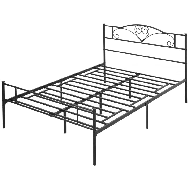 Struttura Letto Una Piazza e Mezza 140x200 cm in Acciaio con Testiera e Doghe