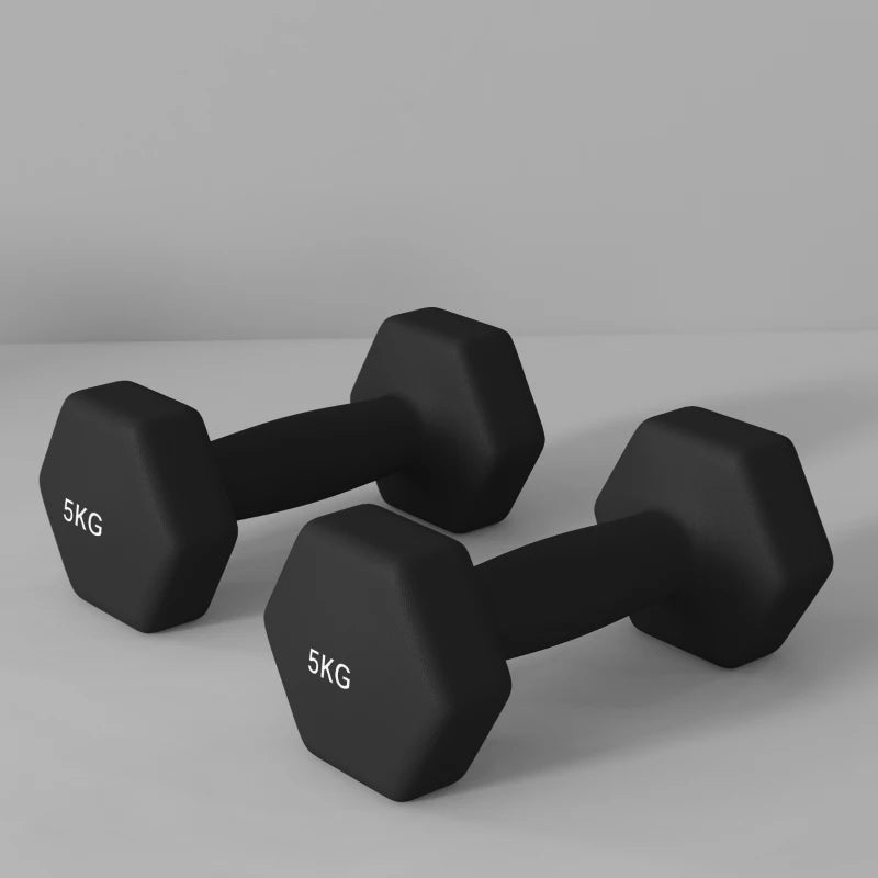 Set 2 Manubri Esagonali da 5 kg con Impugnatura Antiscivolo
