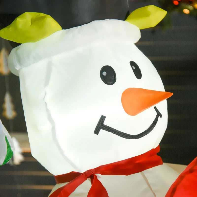 Babbo Natale Gonfiabile con Pinguino e Pupazzo di Neve