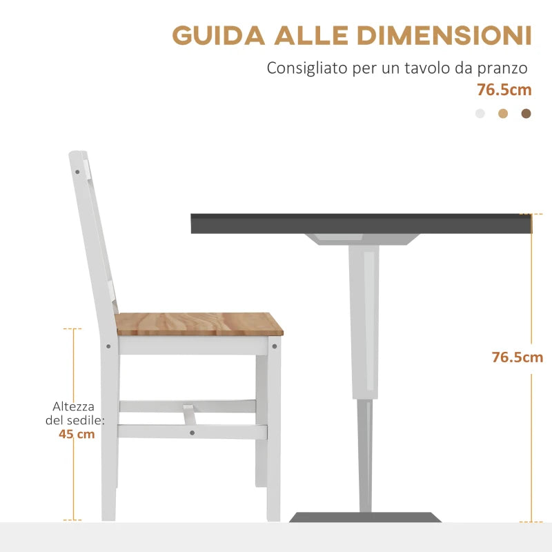 Set di 4 Sedie da Pranzo in Legno con Schienale a Croce