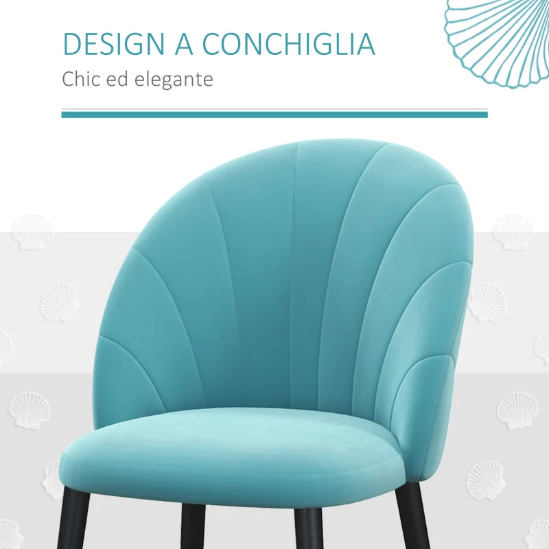 Set di 2 Sedie Imbottite Stile Nordico in Tessuto Effetto Lino