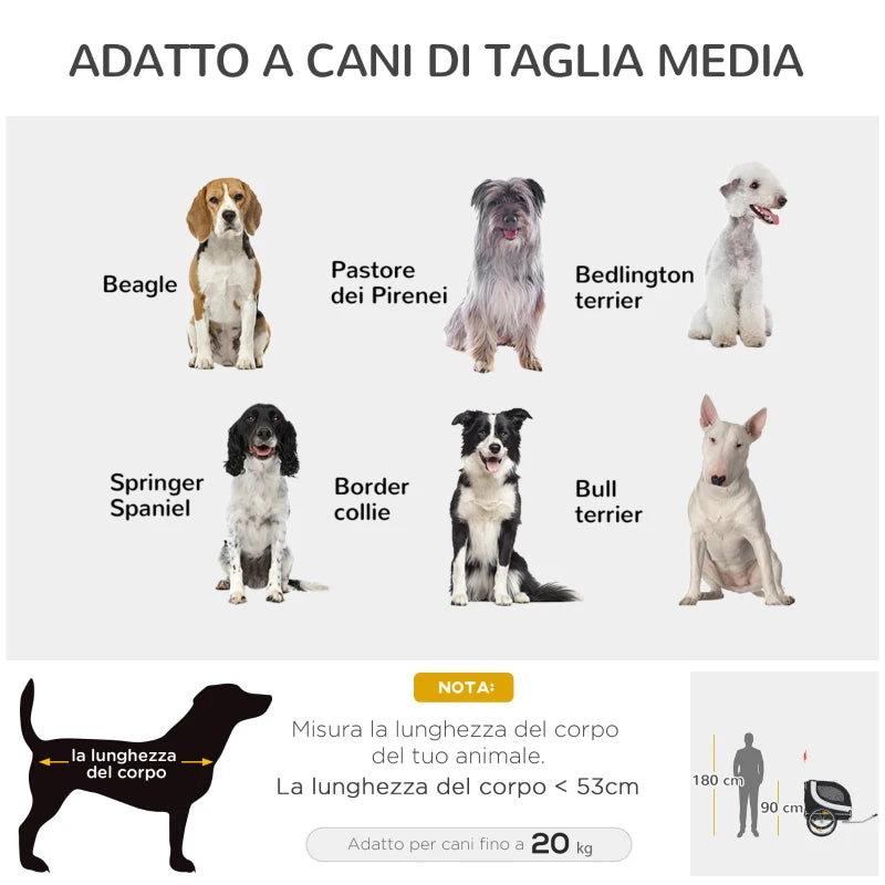Carrellino Rimorchio per Animali da Bicicletta