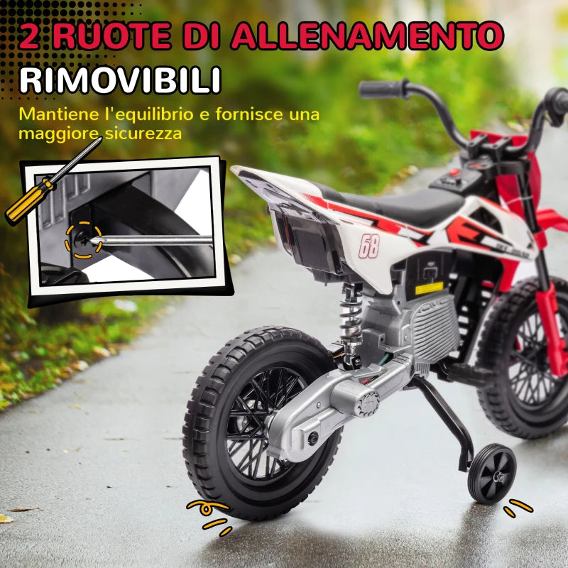 Moto Elettrica per Bambini con Rotelle e Indicatore