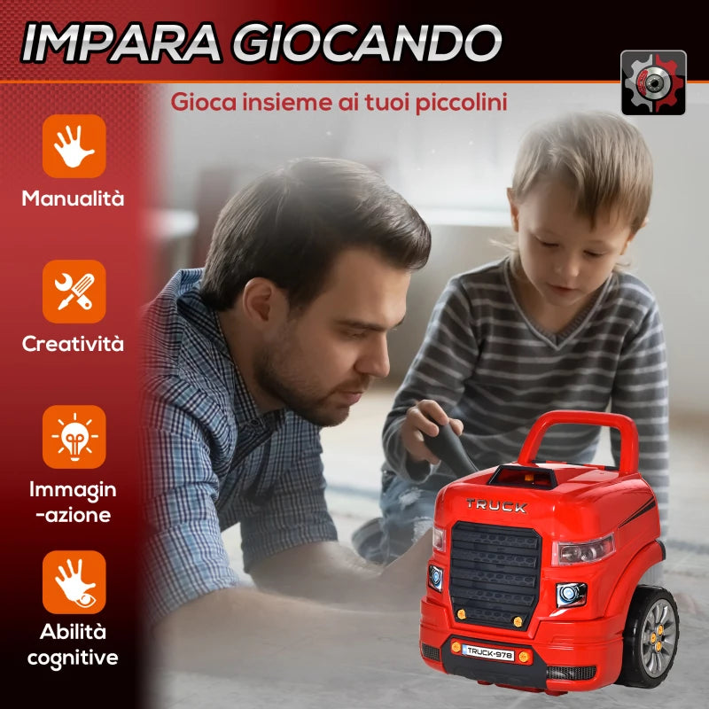 Camion Officina Giocattolo per Bambini con Motore e 61 Accessori