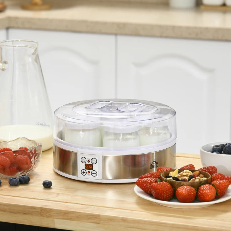 Yogurtiera Elettrica da 1,5 Litri con 7 Vasetti e Display Digitale