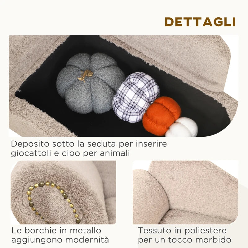 Divano Rialzato per Cani con Portaoggetti 80x40x46 cm