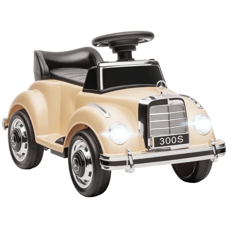Macchina Elettrica per Bambini Mercedes-Benz 6V con Telecomando e Musica – 18 Mesi-4 anni – Beige