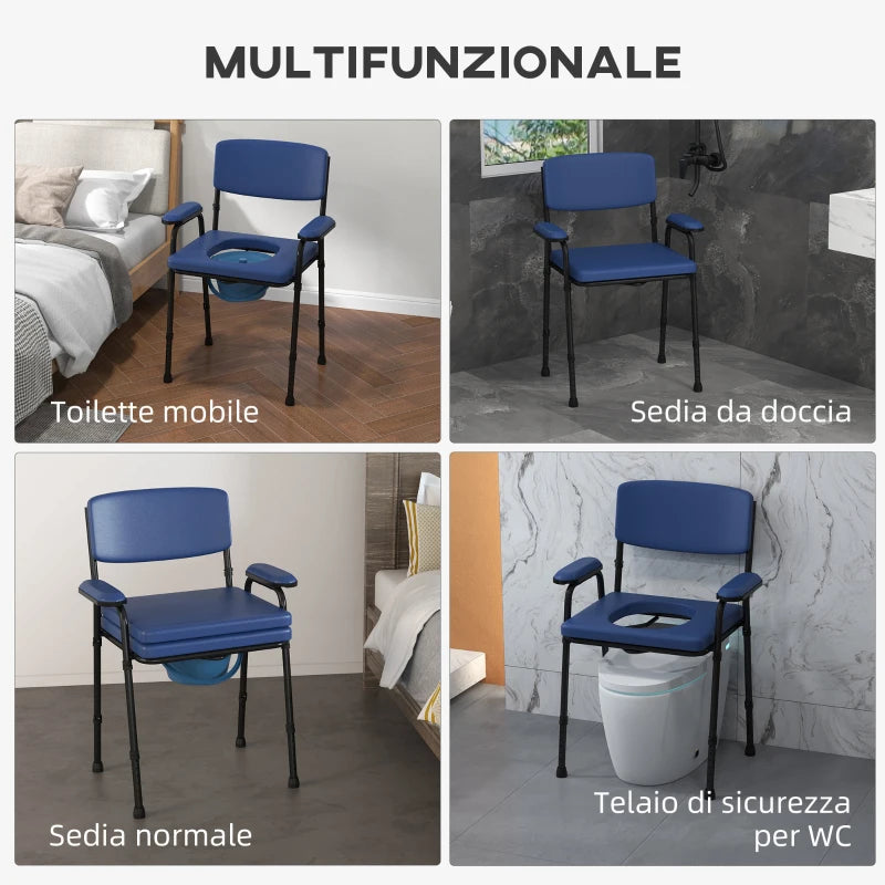 Sedia Comoda 5 in 1 per Anziani con Secchio Rimovibile