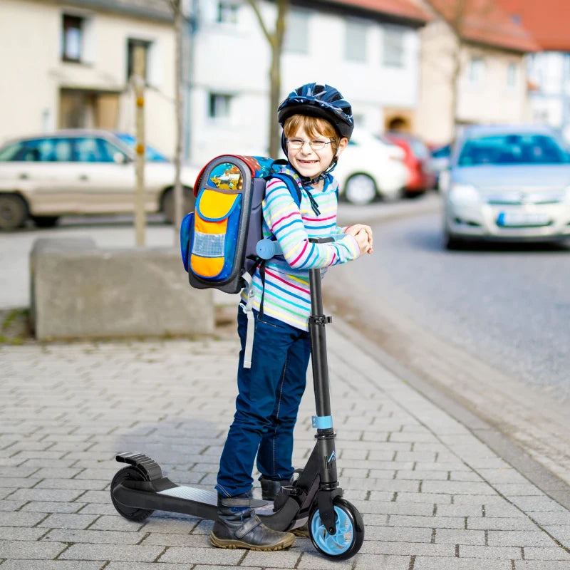 Monopattino Elettrico Pieghevole per Bambini con Altezza Regolabile Nero e Azzurro