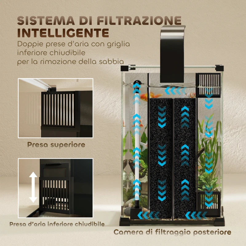 Nano Acquario in Vetro Temperato 36 L con Filtro Integrato, Pompa e Luce LED