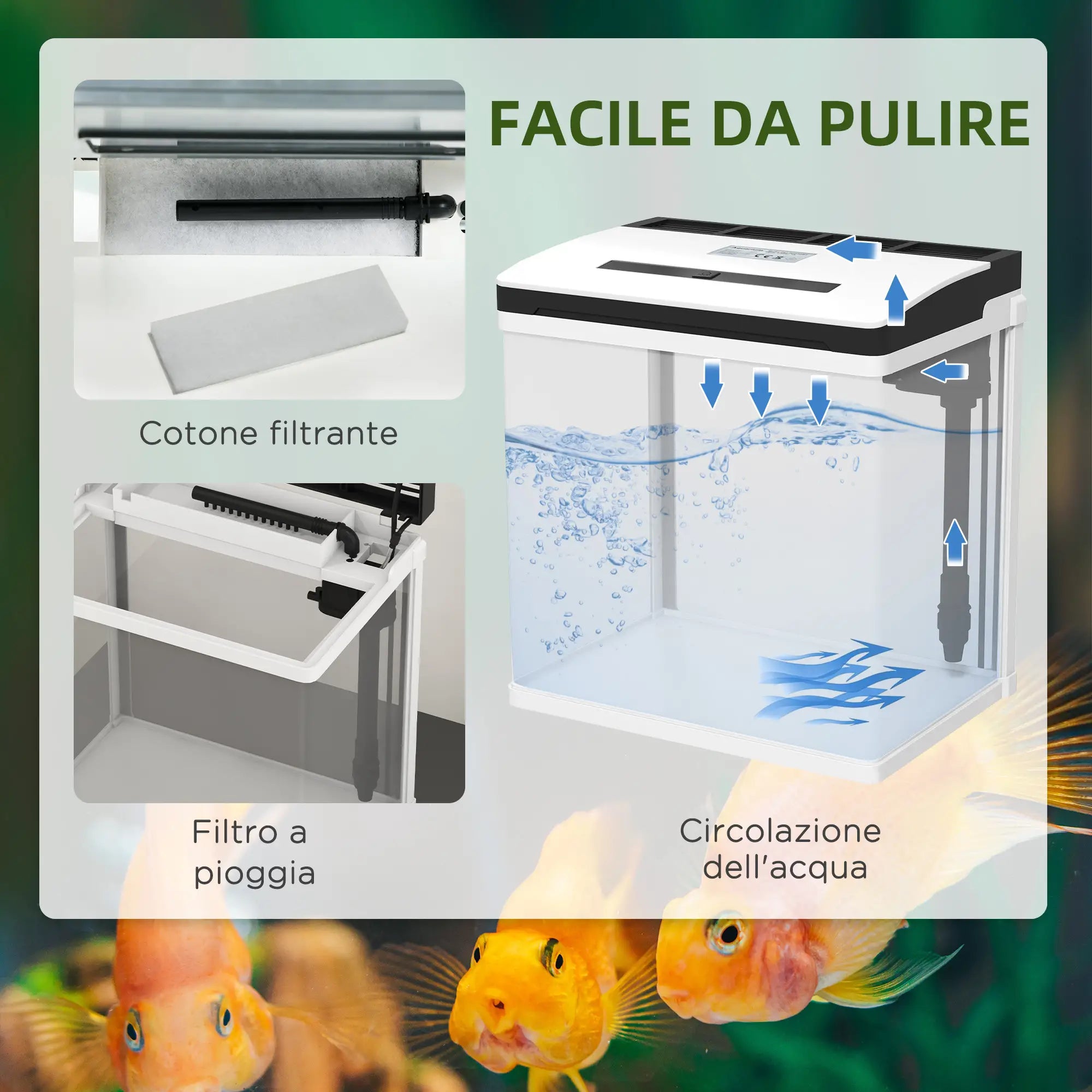 Acquario 13L con Illuminazione LED, Fori di Ventilazione in Vetro HD e ABS