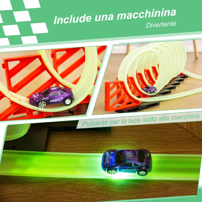 Pista per Macchinine con Effetti Luminosi e Automobilina per Bambini