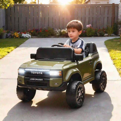 Auto Elettrica Toyota Land Cruiser 12V per Bambini con Telecomando, Luci LED e Doppio Motore