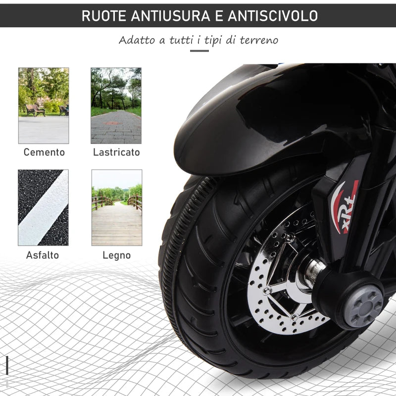 Moto Elettrica per Bambini 3-5 Anni con Fari, Musica e Batteria Rossa