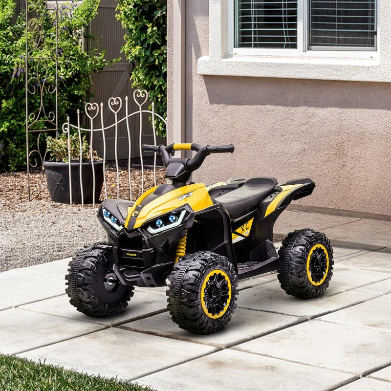 Quad Elettrico 12V per Bambini 3-5 Anni con Sospensioni e Fari LED Giallo