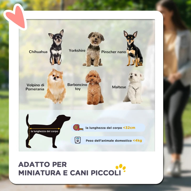 Passeggino Pieghevole per Cani con Guinzaglio di Sicurezza e Cestino Portaoggetti
