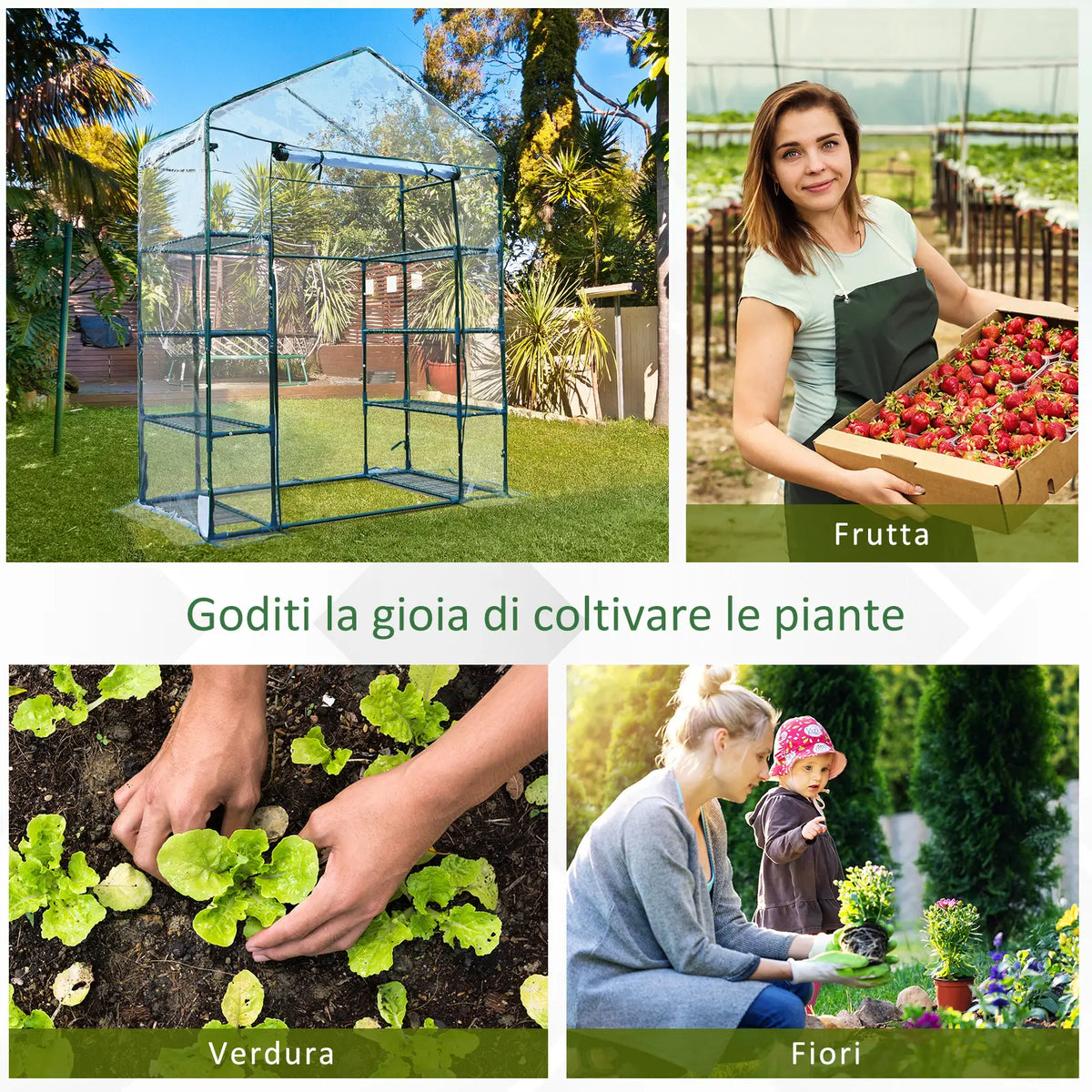 Serra da Giardino in Acciaio e PVC con Porta Avvolgibile
