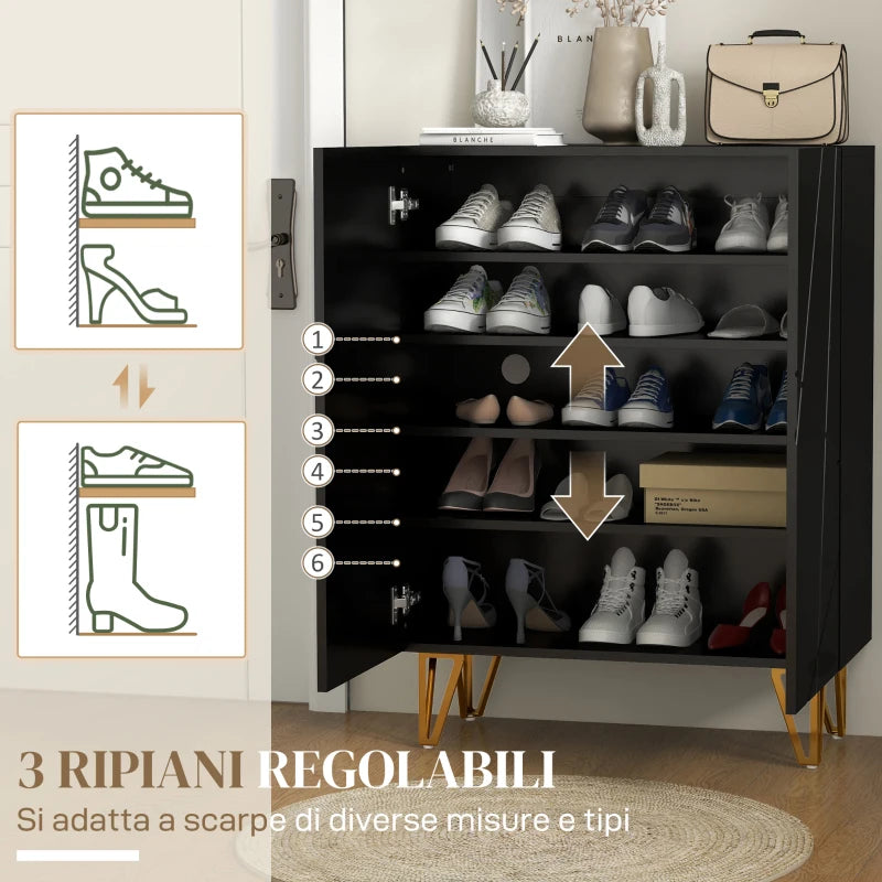 Scarpiera Moderna per 15-20 Paia di Scarpe con Ripiani Regolabili