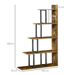 Libreria a Scala con 5 Ripiani dal Design Moderno per Soggiorno, Studio e Ufficio
