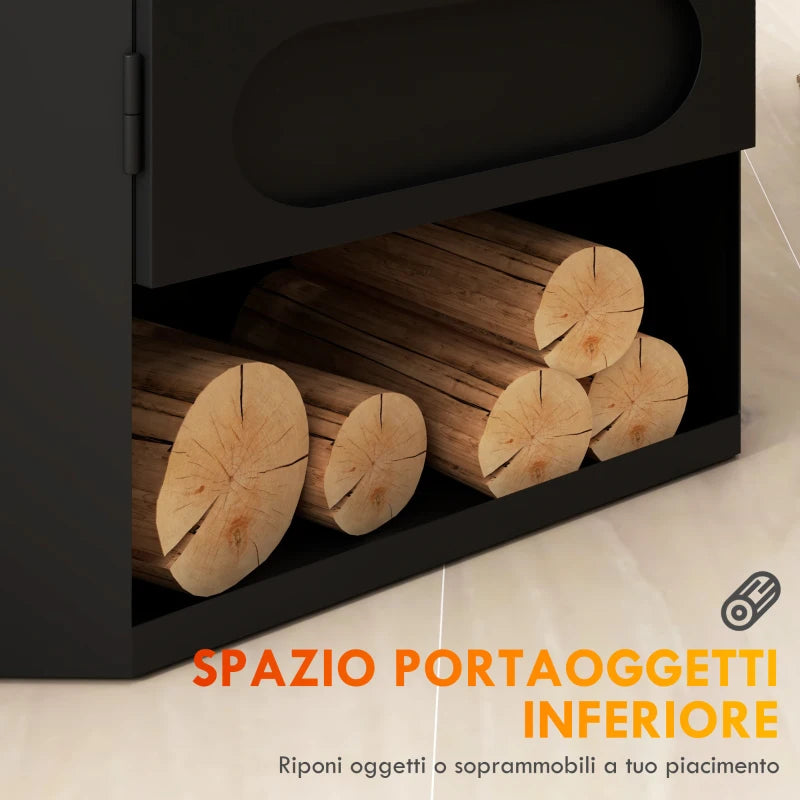 Camino a Bioetanolo Autoportante, Bruciatore da 1.2L Durata 3 Ore, Area Riscaldata 20-25 m², Nero