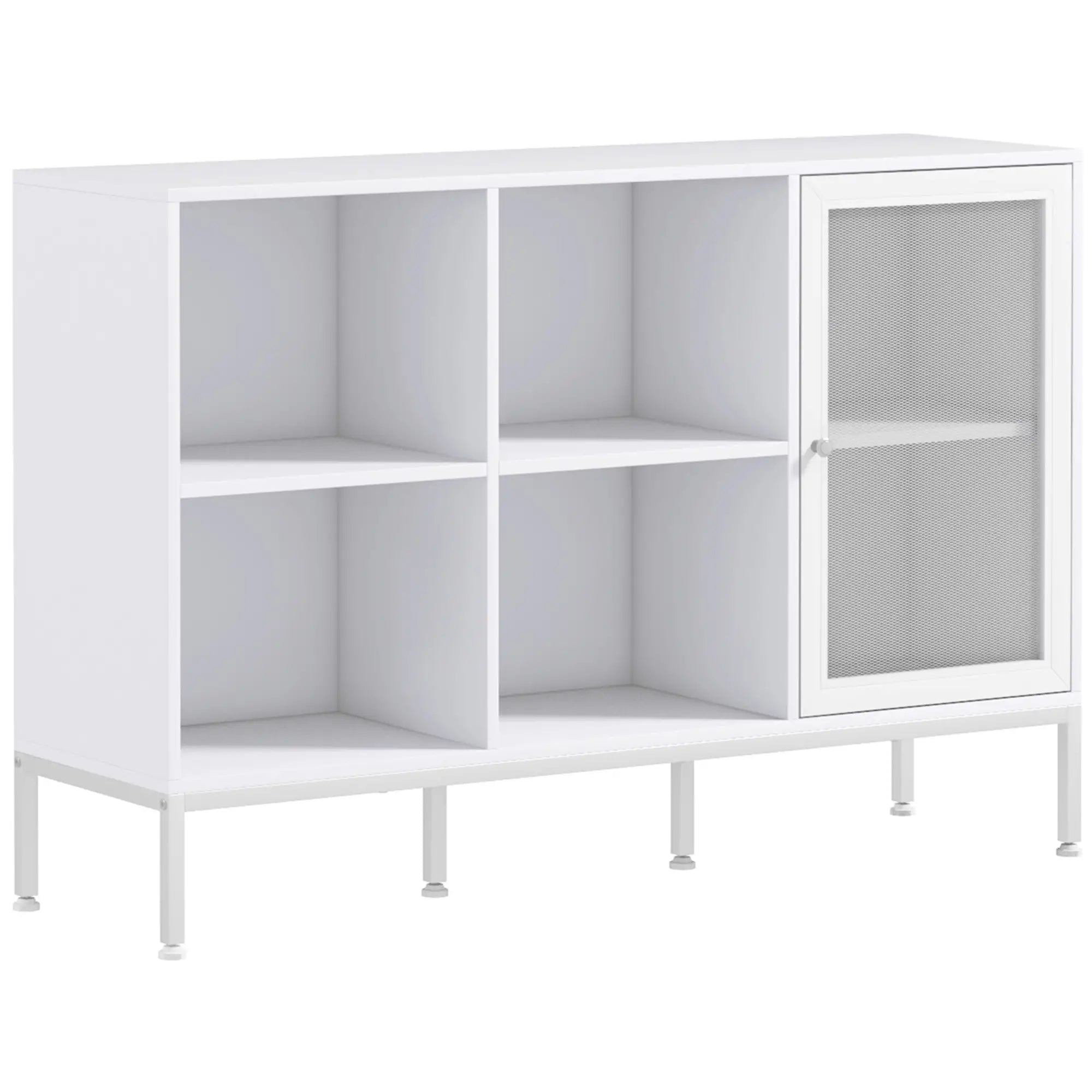 Buffet Moderno con 4 Ripiani Aperti e Armadietto in Legno e Acciaio 120 x 37 x 81,5 cm
