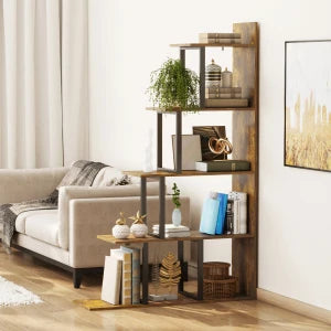 Libreria a Scala con 5 Ripiani dal Design Moderno per Soggiorno, Studio e Ufficio