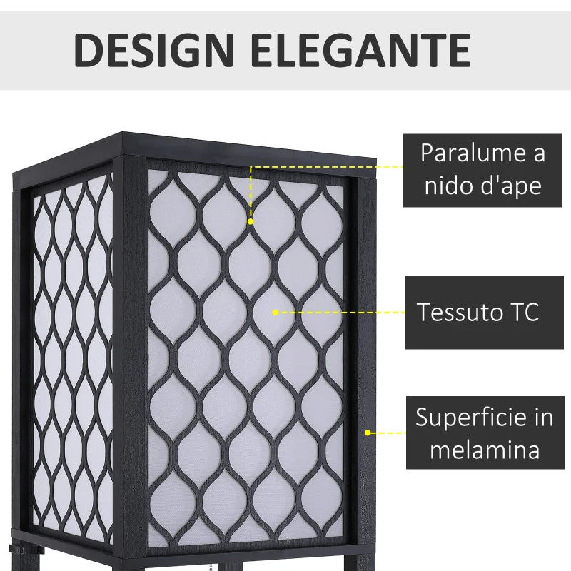 Lampada da Terra Moderna con Libreria a 3 Livelli 26 x 26 x 160 cm