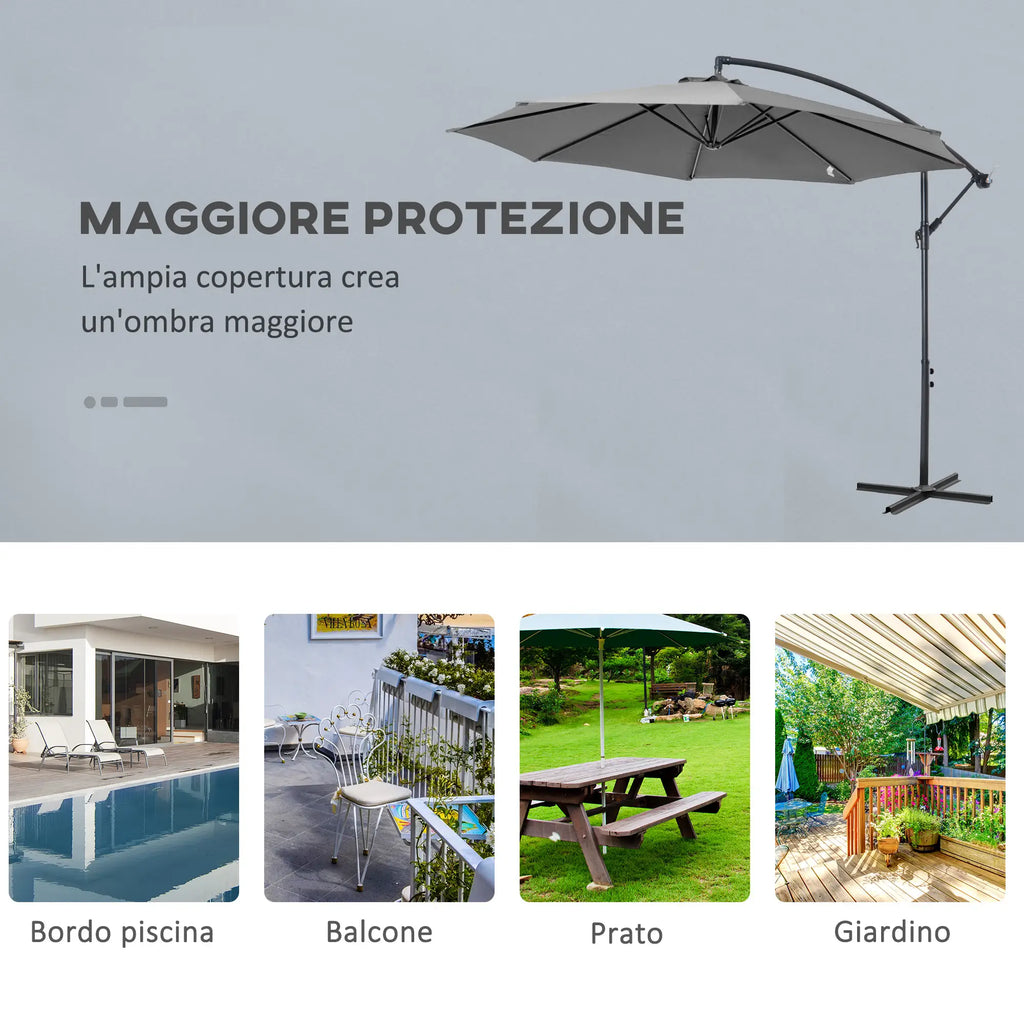 Ombrellone da Giardino 300 x 250 cm con Struttura in Acciaio e Telo Impermeabile Anti UV