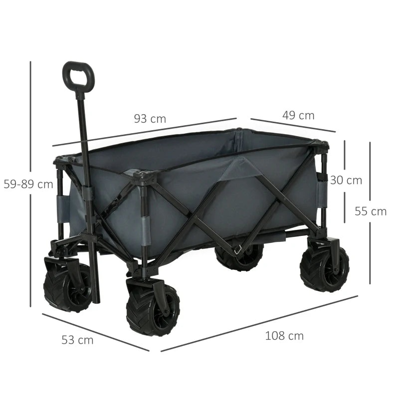Carrello Pieghevole da Giardino con Manico Telescopico e Ruote Girevoli a 360°