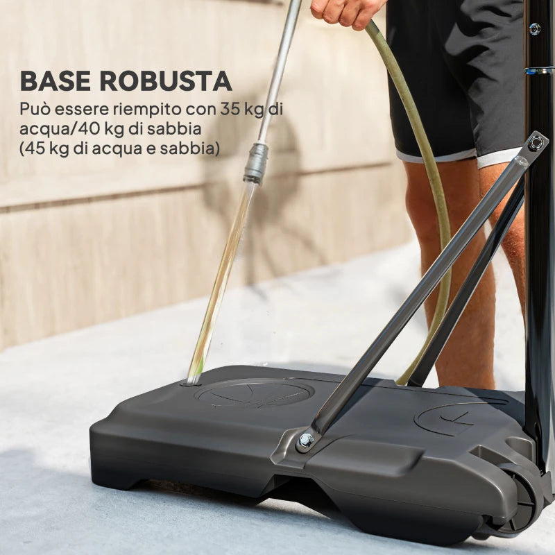 Canestro da Basket con Altezza Regolabile da 195 a 245 cm e Base con Ruote