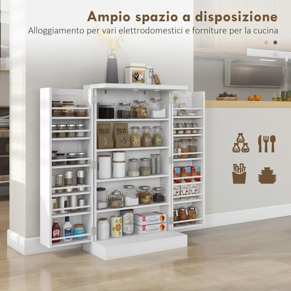 Armadio da Cucina con 7 Ripiani Organizzatori a Livelli Regolabili 60 x 30 x 104 cm