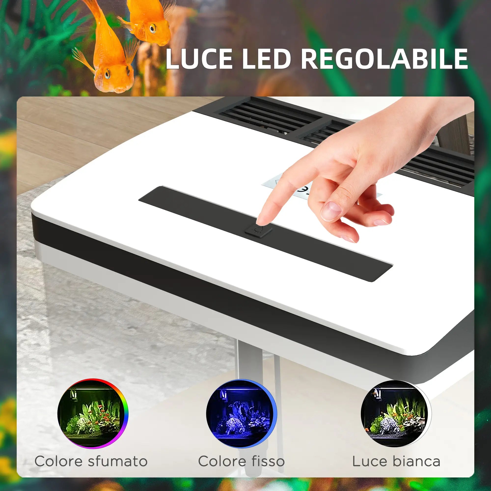 Acquario 13L con Illuminazione LED, Fori di Ventilazione in Vetro HD e ABS