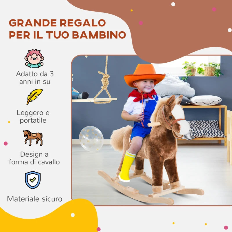 Cavallo a Dondolo in Legno per Bambini