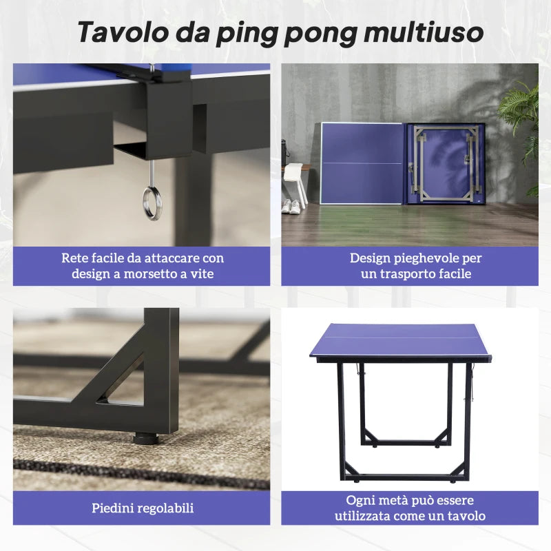 Tavolo da Ping Pong Pieghevole con Rete da Gioco