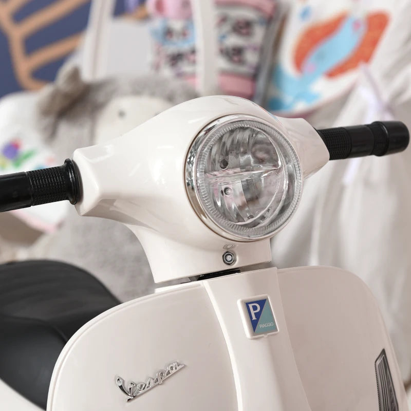 Moto Elettrica Vespa con Licenza Ufficiale per Bambini 18-36 Mesi Bianca