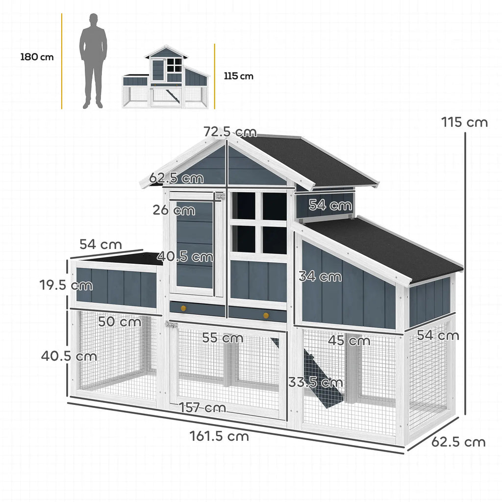 Pollaio Prefabbricato in Legno con Area Aperta, Casetta e Nido per Galline