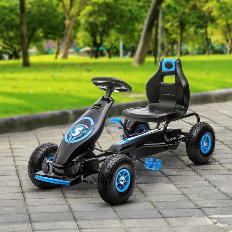 Go Kart a Pedali per Bambini 5-12 Anni con Sedile Regolabile Blu